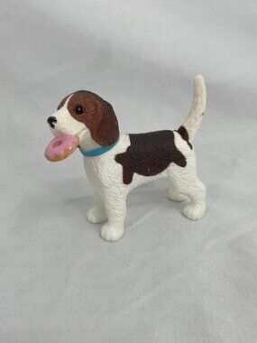 Vintage Beagle Figurine Holding Donut Neck Moves
